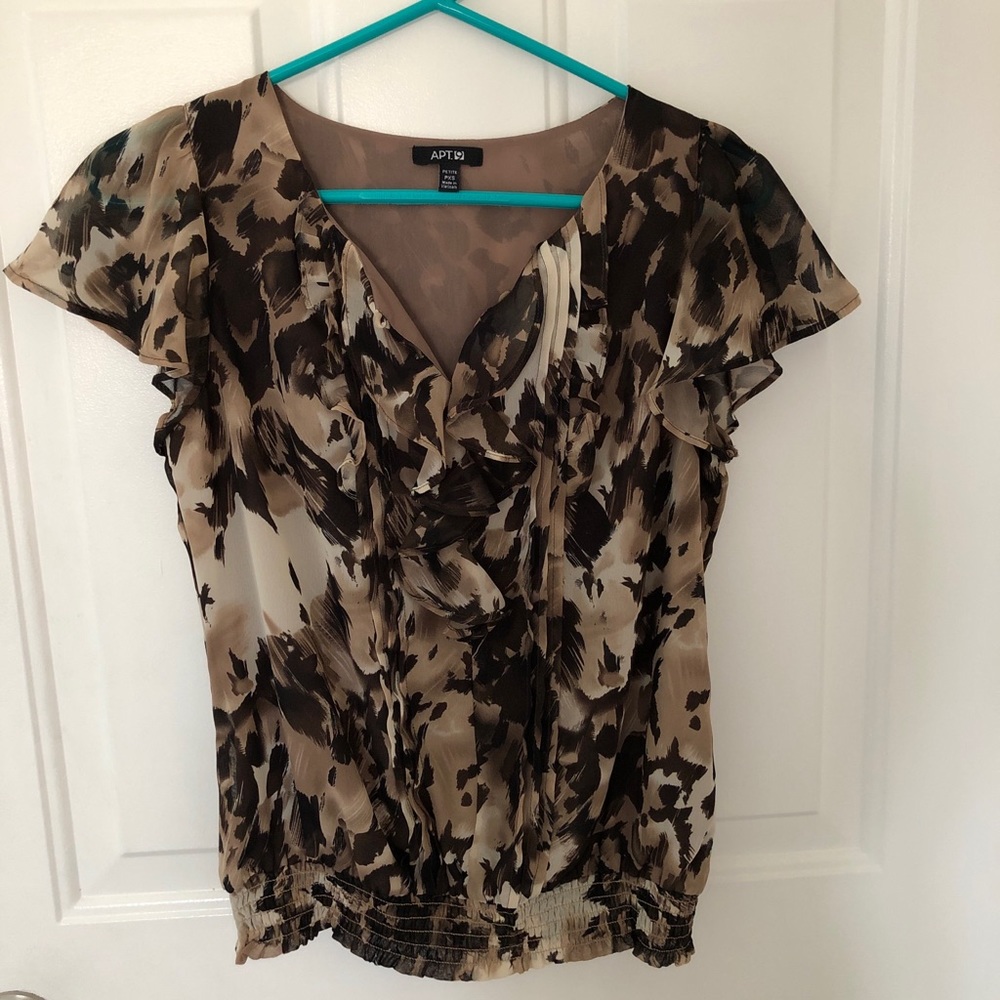 Apt. 9 brown ruffled blouse, Sz PXS